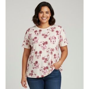 DISNEY Mickey Mouse Tee, Women’s 3X, Pink Maroon